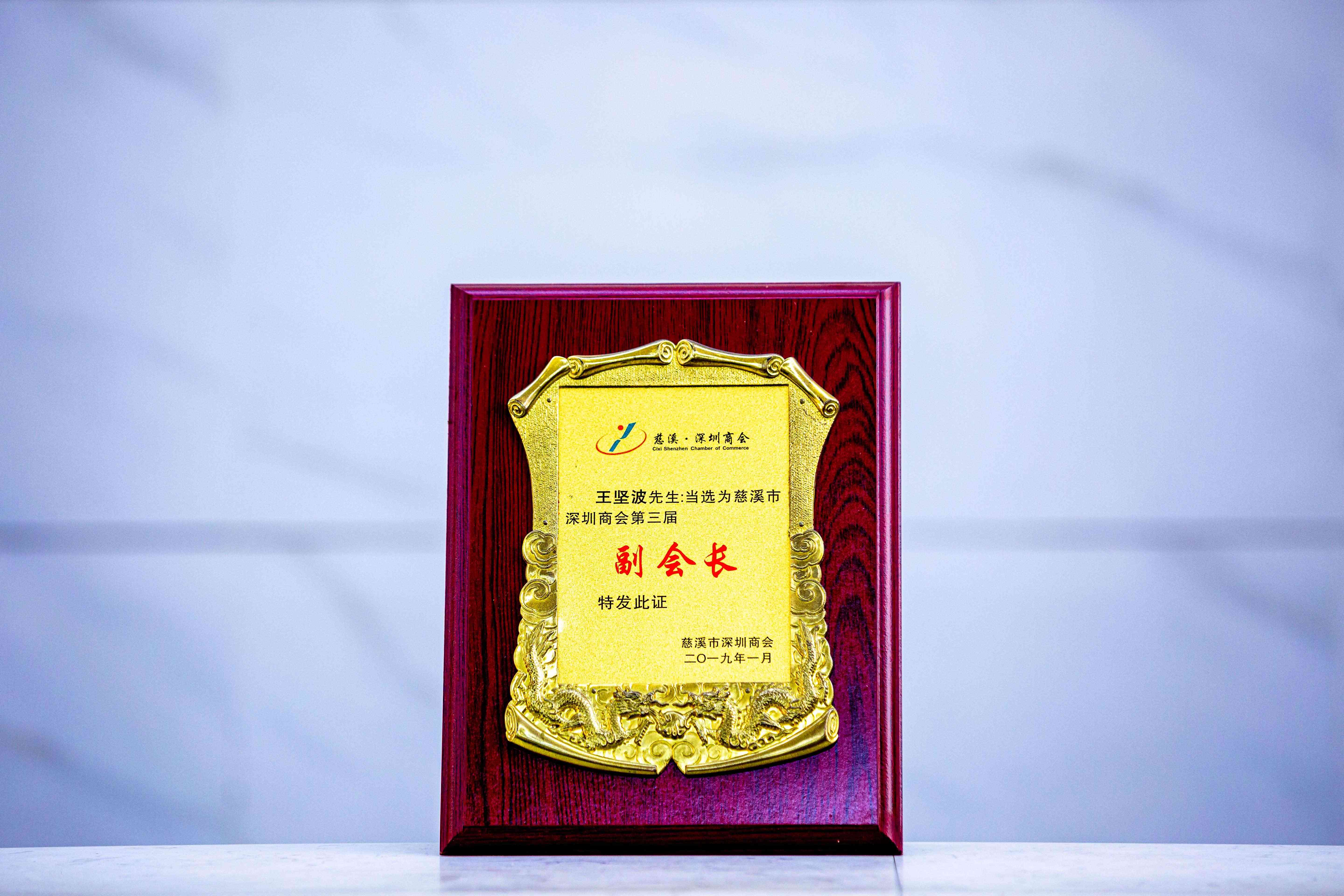 2019年王坚波先生中选为慈溪市深圳商会第三届副会长